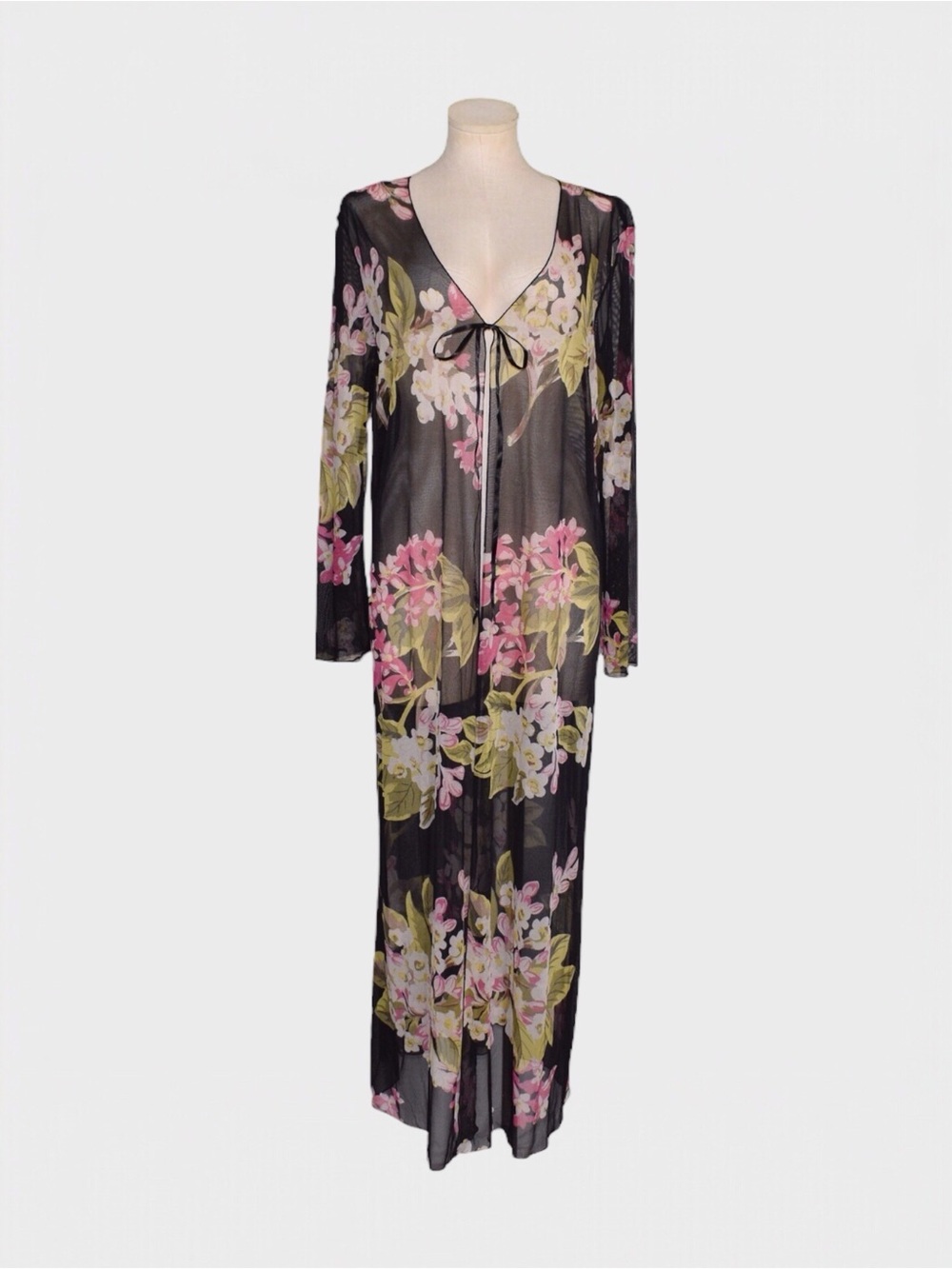 Victorias Secret Y2K Sheer Floral Mesh Robe Duster Cover Up